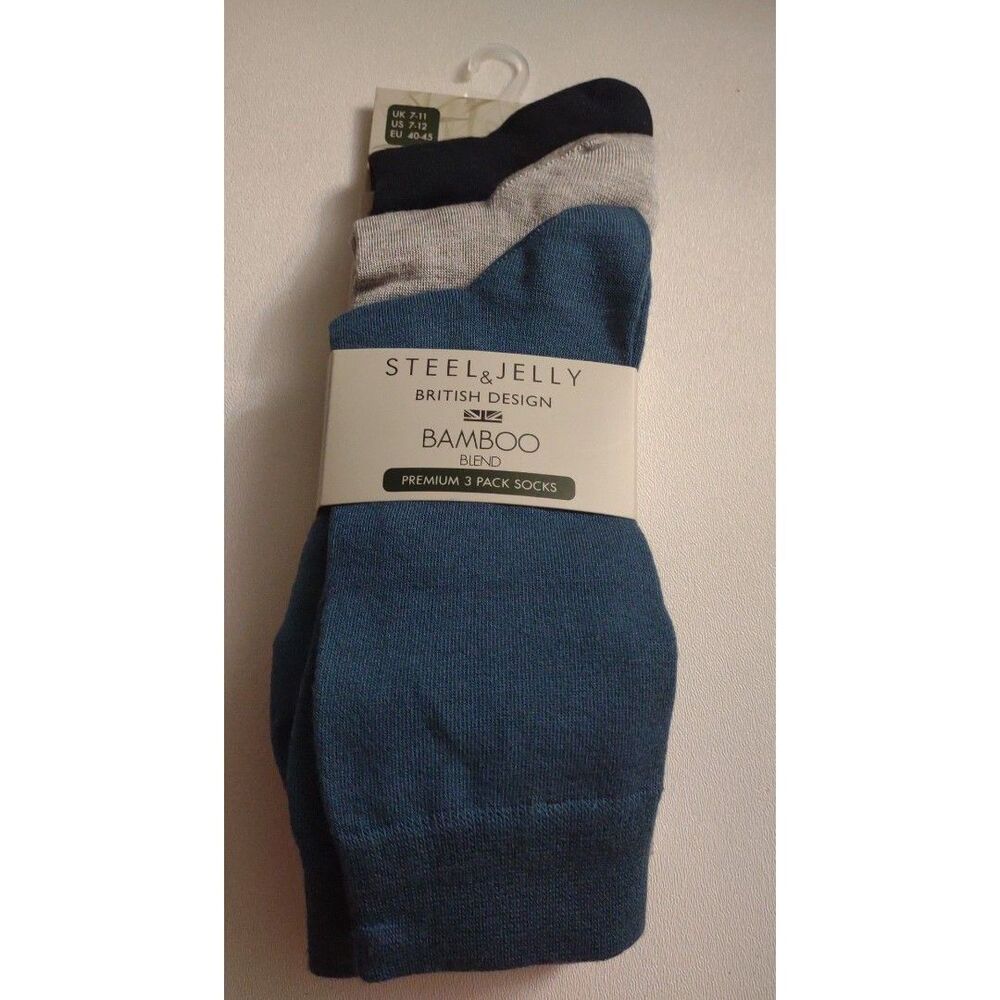 Steel & Jelly bamboo Blend Men's Socks 3 Pair Multicolor Premium Size 7-12 New